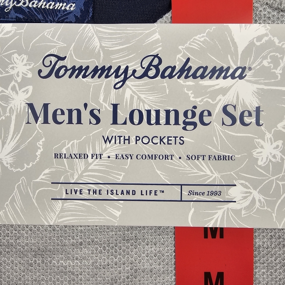 Tommy Bahama Men’s 2-Piece Relaxed Fit Lounge Set Gray & Blue Comfort Pajamas M - Picture 4 of 6
